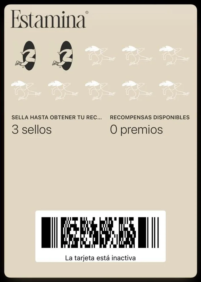 Tarjeta digital de sellos de Estamina en Muuch